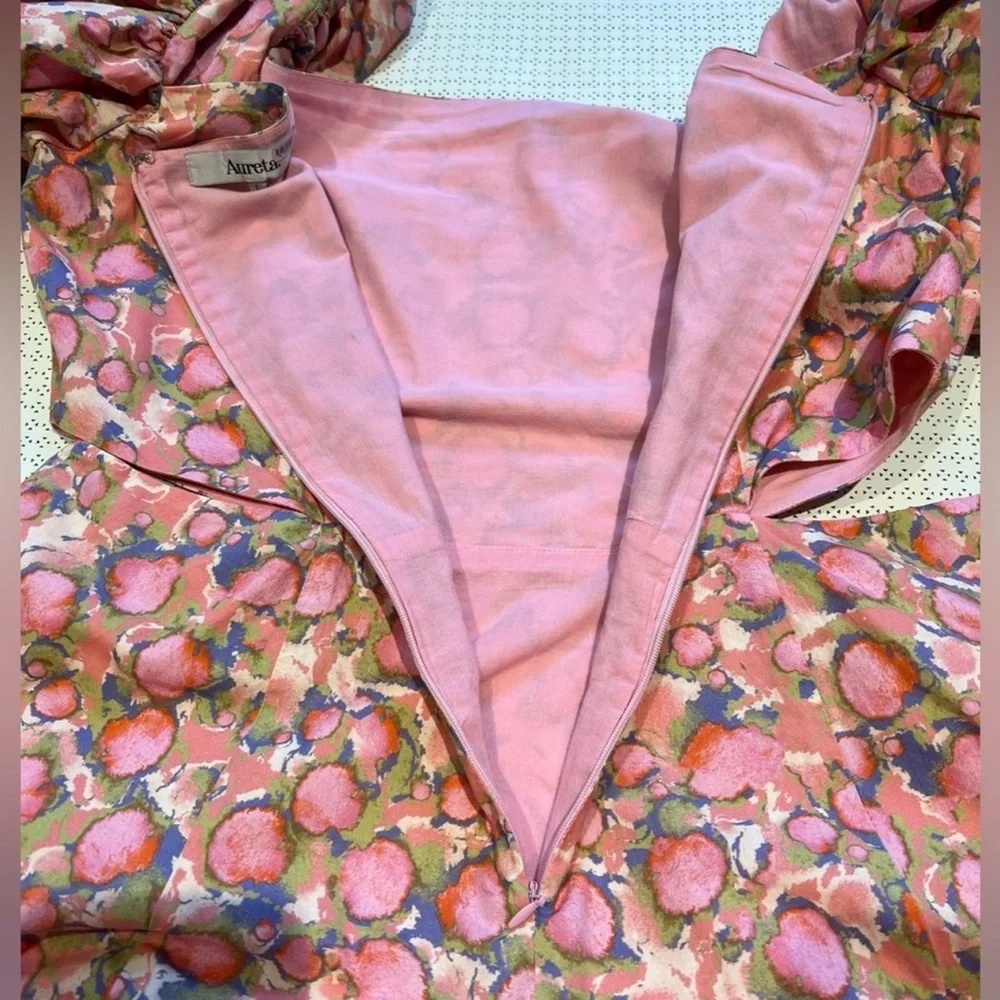 Aureta by Anthropologie Ada Mini Floral Puff Sleeve Dress Size L - Picture 9 of 14